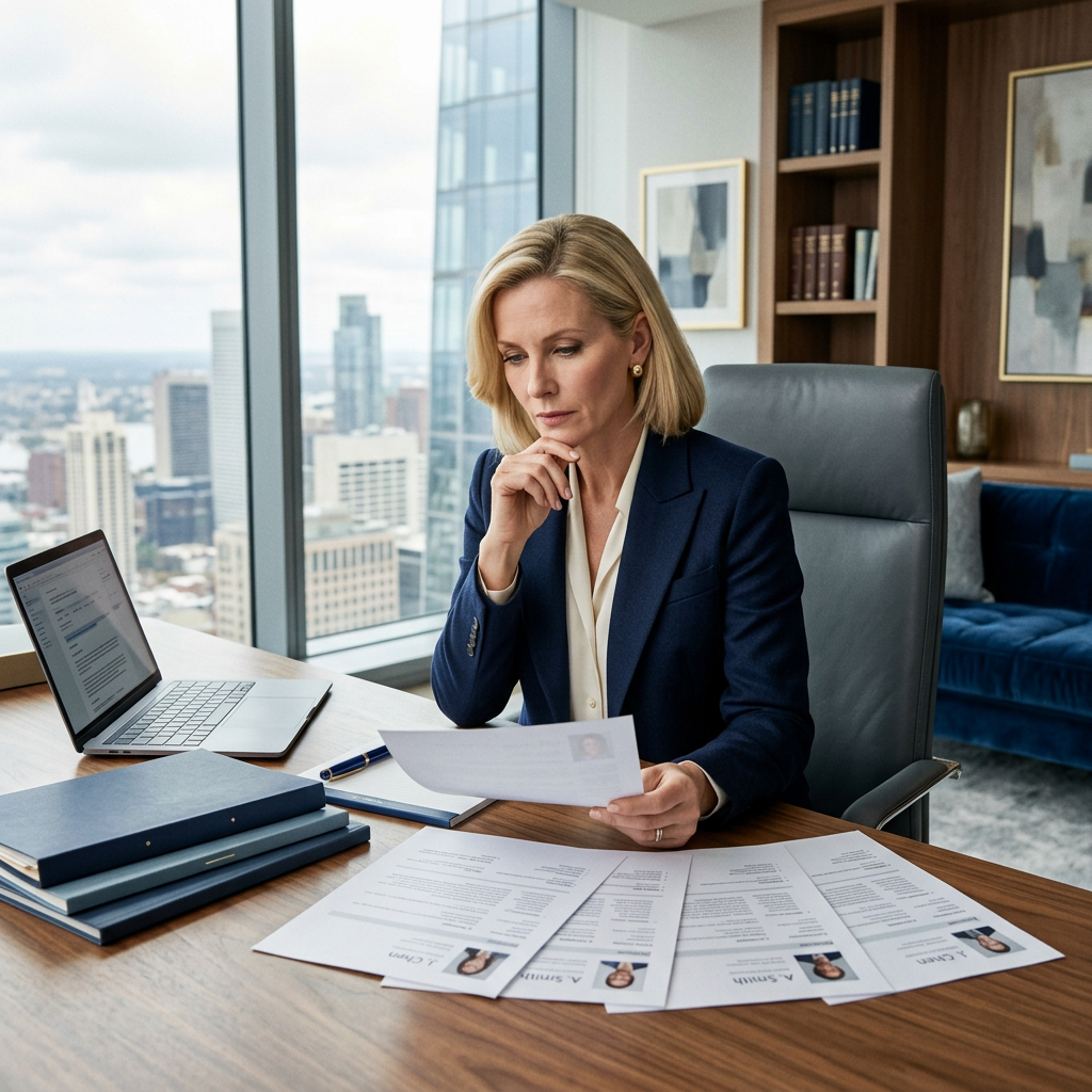 Professional carefully reviewing a trustee document